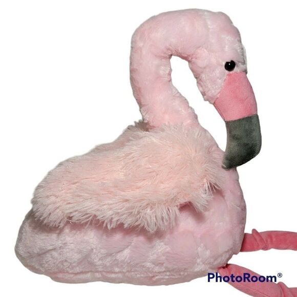 Pink Flamingo 25" Plush Stuffed Animal Sitting Shelf Chair Sitter Sparkle Wings - Picture 6 of 12